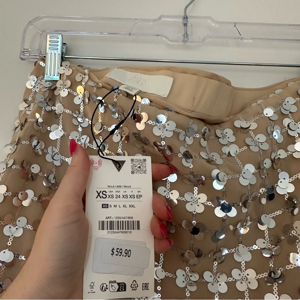 NWT Zara Sequin Mini Skirt - Picture 2 of 4